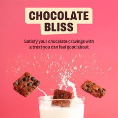 Brownie Brittle snack pack display featuring ten chocolate chip and ten salted caramel bags.