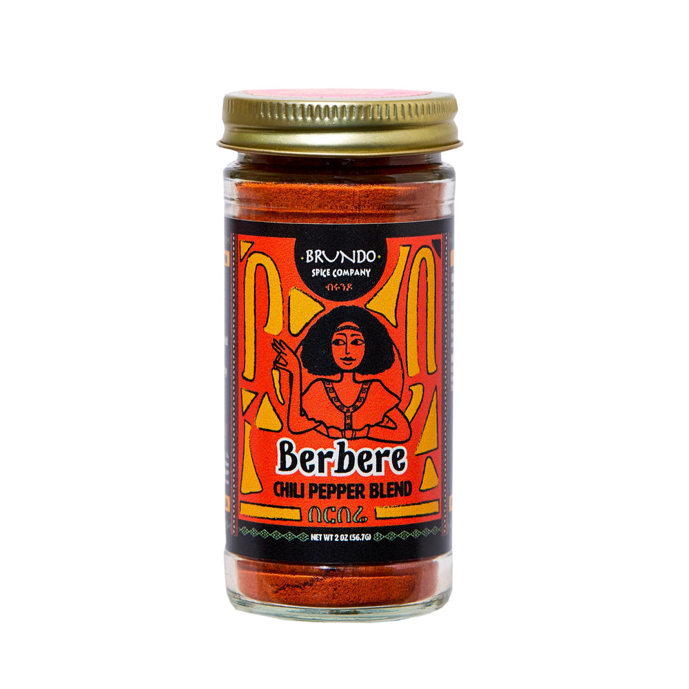 Brundo Market berbere spice bottle showing authentic Ethiopian flavor for grilling.