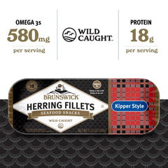 Brunswick canned herring label highlighting sustainable sourcing