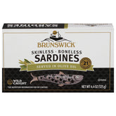 Brunswick wild-caught sardines in olive oil in a can, protein-rich ready to elevate meals.
