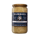Bubbies Sauerkraut jar on kitchen counter highlighting fresh crunch for toppings