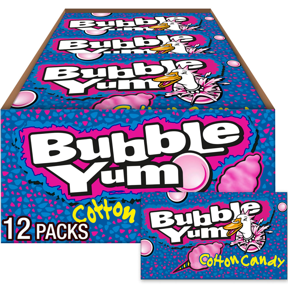 Bubble Yum bulk box of cotton candy gum ready for sharing at parties