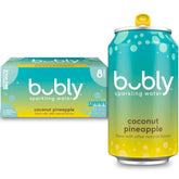 Bubly Coconut Pineapple can front view for zero-calorie tropical refreshment.