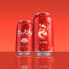 Bubly Strawberry Sparkling Water eight-pack display, convenient for gatherings and on-the-go.
