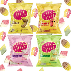 BUBS strawberry vanilla foam candy bag with soft, pillowy bite for a playful chew