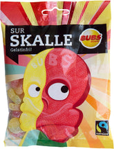 Two Bubs Godis Sur Skalle bags front view showing two 90 g packs for sharing.