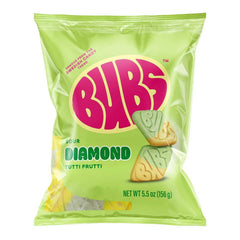 BUBS Sour Tutti Frutti Diamond Foam close-up shows soft foam texture, ideal party snack.