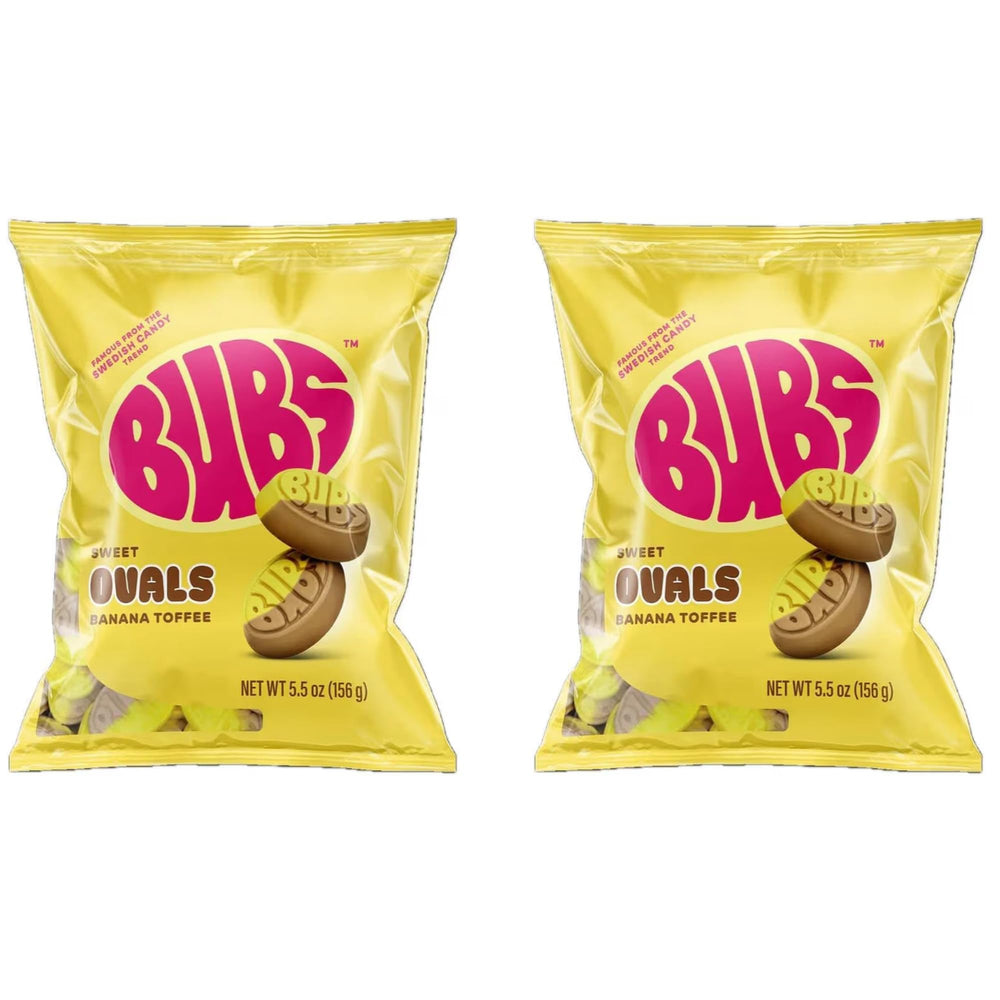 BUBS Sweet Banana Toffee Ovals bag showing creamy foam texture for melt-in-mouth moment