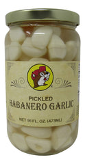 Buc-ee's pickled habanero garlic jar closeup showing bold, ready-to-use garlic for sauces