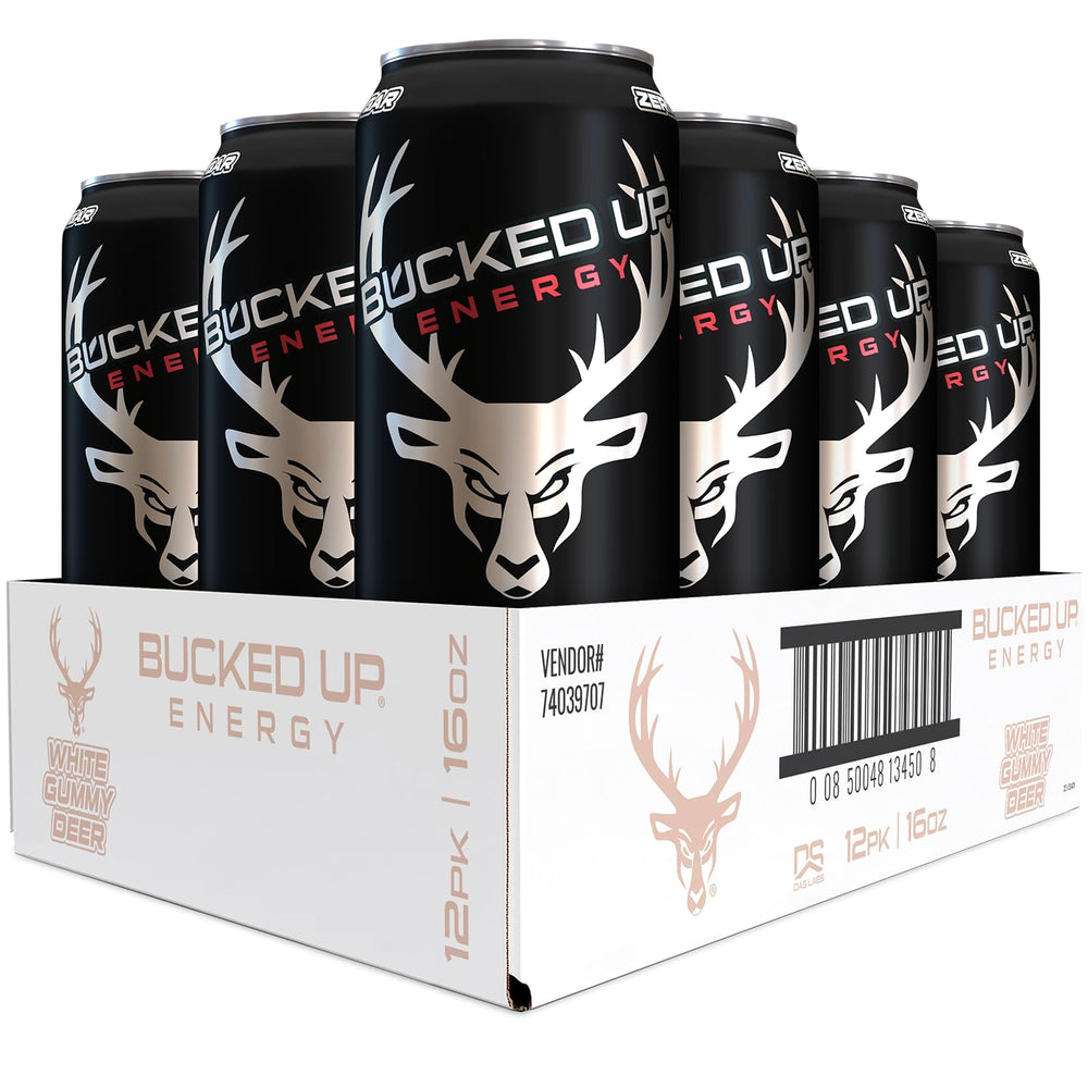 Bucked Up 300mg White Gummy Deer can for quick on-the-go energy.