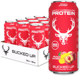 Bucked Up Lightly Carbonated Protein Soda Peach Mango can—refreshing post-workout protein sip.