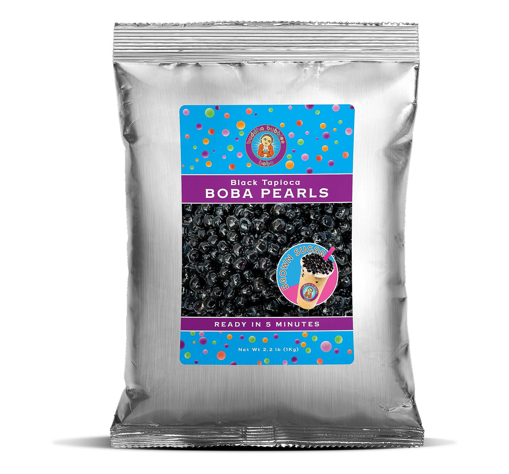 Buddha Bubbles Boba premium quick-cook pearls close-up for authentic bubble tea texture