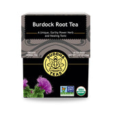 Buddha Teas Burdock Root packaging showing the box and 18 tea bags for convenient wellness