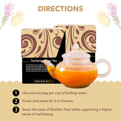 Buddha Teas cup of tea steeping to reveal a rich, comforting aroma.