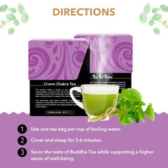Buddha Teas Crown Chakra Tea dried herbs and essence hint at crystal infused energy for calm moments