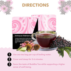 Buddha Teas organic ingredients image highlights plant-based Vitamin C and antioxidants