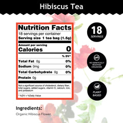 Buddha Teas Hibiscus tea bag closeup showing vibrant crimson color and tangy aroma
