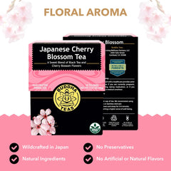 Buddha Teas Japanese Cherry Blossom sakura petals close-up reveals fragrant floral notes.