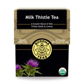 Buddha Teas Milk Thistle Tea pack shown with antioxidant-forward message