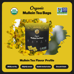 Buddha Teas Mullein Leaf Tea amber brew with earthy notes for everyday sipping