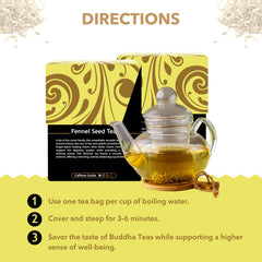 Buddha Teas organic fennel seed tea packaging box with clean ingredients