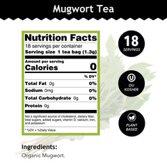 Steaming cup of Buddha Teas Organic Mugwort Tea releasing soothing aroma