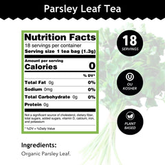 Buddha Teas hot cup of parsley leaf tea, savory aroma for cozy moments.