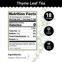 Buddha Teas Organic Thyme Tea in a cup for a gentle daytime refreshment.
