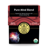 Buddha Teas Pure Mind Blend cup steaming for focused relaxation