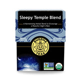 Buddha Teas Sleepy Temple Blend pack shown, a caffeine-free option for calming evenings.