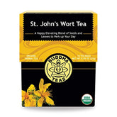 Buddha Teas St John's Wort tea bags arranged for a calming ritual