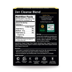 Buddha Teas Zen Cleanse tea brewed in a teapot, inviting herbal aroma