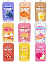 Buddy Budder dog peanut butter 9-pack, ideal variety for tasty training rewards.