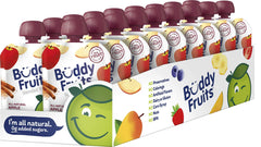 Buddy Fruits Cinnamon Unsweetened Applesauce pouch front label showcasing no added sugar and real fruit