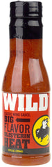 Buffalo Wild Wings Wild sauce bottle pouring over wings for bold flavor