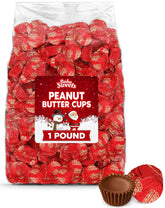 Buha Sweets Christmas milk chocolate peanut butter cups miniatures; festive treat for gift bags and buffets
