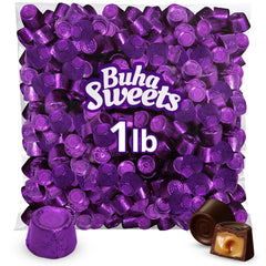 Buha Sweets dark chocolate filled salted caramel 1lb pack—perfect for gifting and sharing.