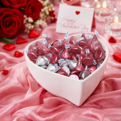 Buha Sweets pink-silver foil chocolates in gift bags for Valentine’s favors