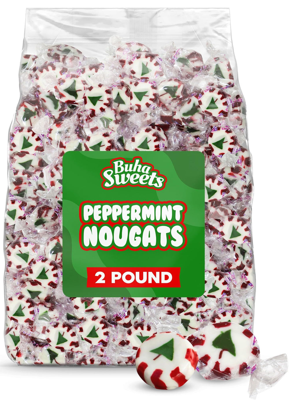 Buha Sweets peppermint nougats 2lb bag for festive sharing