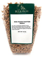The Bulk-Priced Food Shoppe mini peanut butter drops bag demonstrates resealability for lasting freshness.