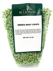 The Bulk-Priced Food Shoppe bag of Green Mint Chips for versatile baking.
