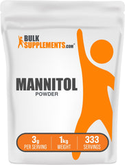 BulkSupplements Mannitol powder bottle: gluten-free sweetener for daily use.