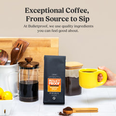 Bulletproof Breakfast Blend steaming cup showing inviting aroma and bright flavor.