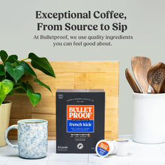 Bulletproof French Kick 100% Arabica pods provide premium, clean coffee experience