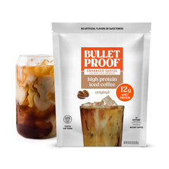 Bulletproof Iced Protein Coffee original label highlights real ingredients for clear nutrition.