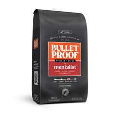 Bulletproof The Mentalist coffee bag showcases a bold roast for a smooth morning ritual.
