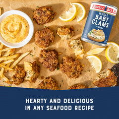 Open can shows plump, briny clams for weeknight meals