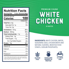 Bumble Bee chicken chunks in an easy-open can, great for salads and sandwiches.