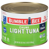 Bumble Bee Chunk Light Tuna in Water bulk can with light, flaky texture for versatile meals.