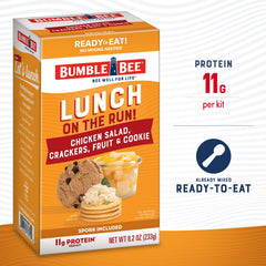 Bumble Bee Lunch on the Run crackers and fruit cup, convenient snack option for outdoors.